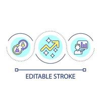 Achieve business results loop concept icon. Effective performance management abstract idea thin line illustration. Corporate strategy. Isolated outline drawing. Editable stroke. vector