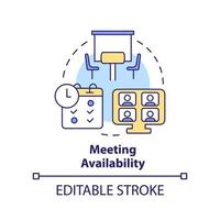 Meeting availability concept icon. Communication. Work location and schedule abstract idea thin line illustration. Isolated outline drawing. Editable stroke. vector