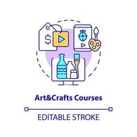 Art and crafts courses concept icon. Virtual workshops. Online education idea abstract idea thin line illustration. Isolated outline drawing. Editable stroke. vector