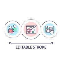 Strategic planning process loop concept icon. Coordinating with colleagues abstract idea thin line illustration. Team management. Isolated outline drawing. Editable stroke. vector