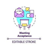 Meeting acceptance concept icon. Attending event. Business conference norm abstract idea thin line illustration. Isolated outline drawing. Editable stroke. vector