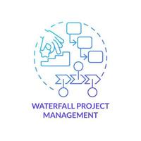 Waterfall project management blue gradient concept icon. Consistent method. Step by step work style abstract idea thin line illustration. Isolated outline drawing. vector