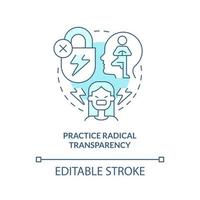 Practice radical transparency turquoise concept icon. Fixing struggling relationship abstract idea thin line illustration. Isolated outline drawing. Editable stroke. vector