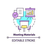 Meeting materials concept icon. Presentation supplies. Conference norm abstract idea thin line illustration. Isolated outline drawing. Editable stroke. vector