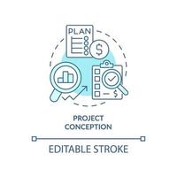 Project conception blue gradient concept icon. Real estate development abstract idea thin line illustration. Isolated outline drawing. Editable stroke. vector