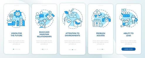 Good housing developer blue onboarding mobile app screen. Walkthrough 5 steps editable graphic instructions with linear concepts. UI, UX, GUI template. vector