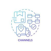 Channels blue gradient concept icon. Product management instruments. Business model canvas abstract idea thin line illustration. Isolated outline drawing. vector