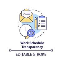 Work schedule transparency concept icon. Workplace location and planning abstract idea thin line illustration. Isolated outline drawing. Editable stroke. vector