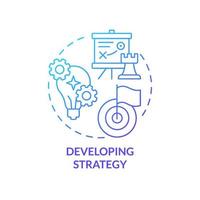 Developing strategy blue gradient concept icon. Corporate workflow planning. Product management abstract idea thin line illustration. Isolated outline drawing. vector