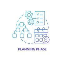 Planning phase blue gradient concept icon. Build work strategy. Choose priority. Project management abstract idea thin line illustration. Isolated outline drawing. vector