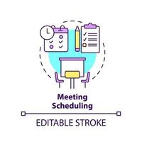 Meeting scheduling concept icon. Work planning. Business conference norm abstract idea thin line illustration. Isolated outline drawing. Editable stroke. vector