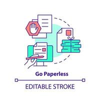 Go paperless concept icon. Digital documents. Remote work productivity tip abstract idea thin line illustration. Isolated outline drawing. Editable stroke. vector