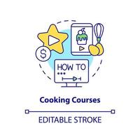 Cooking courses concept icon. Culinary lessons. Baking recipes. Online tutorial idea abstract idea thin line illustration. Isolated outline drawing. Editable stroke. vector