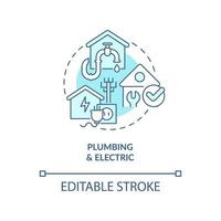 Plumbing and electric turquoise concept icon. Communication. Phase of home building abstract idea thin line illustration. Isolated outline drawing. Editable stroke. vector