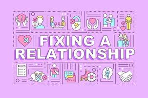 Fixing relationship word concepts pink banner. Making up with partner. Infographics with editable icons on color background. Isolated typography. Vector illustration with text.