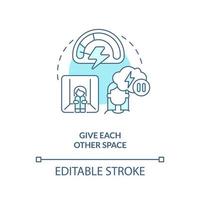 Give each other space turquoise concept icon. Fixing marriage abstract idea thin line illustration. Temporary separation. Isolated outline drawing. Editable stroke. vector