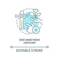 Stay away from criticism turquoise concept icon. Solving marital problems abstract idea thin line illustration. Isolated outline drawing. Editable stroke. vector