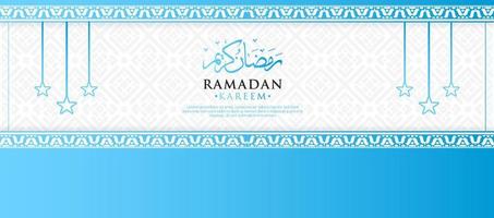 Realistic ramadan greetings background with blue color vector
