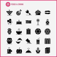 Food And Drink Solid Glyph Icons Set For Infographics Mobile UXUI Kit And Print Design Include Breakfast Croissant Food Food Hood Kitchen Food Hot Icon Set Vector