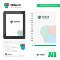 Circles Business Logo Tab App Diary PVC Employee Card and USB Brand Stationary Package Design Vector Template