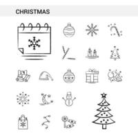 Christmas hand drawn Icon set style isolated on white background Vector