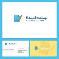 Write document Logo design with Tagline Front and Back Busienss Card Template Vector Creative Design