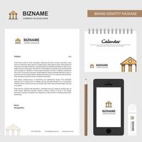 Villa Business Letterhead Calendar 2019 and Mobile app design vector template