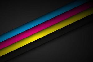 Abstact vector background with lines in cmyk colors. Triangle overlap layers on black background with free space for your design