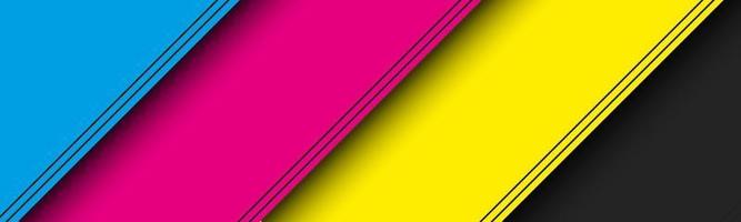 Modern material header with overlapped layers with cmyk colors. Banner for your business. Vector abstract widescreen