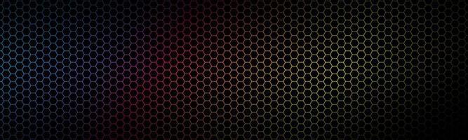 Modern high resolution cmyk geometric header with polygonal grid. Abstract colorful metallic hexagonal pattern. Simple vector banner
