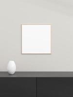 Photo frame mockup on black table. Poster mockup. Clean, modern, minimal frame. Minimalist background. Blank picture frame mockup. 3d rendering.