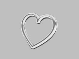 Toy metal heart. Silver mono color. Symbol of love. On a solid gray background. Bottom view. 3d rendering. photo