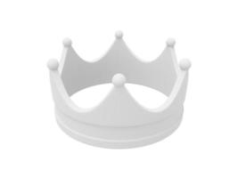 White royal crown, symbol of power, top view. 3d rendering. Icon on white background. photo