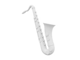 saxofón blanco, instrumento musical, de lado. representación 3d icono sobre fondo blanco. foto