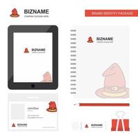 Hat Business Logo Tab App Diary PVC Employee Card and USB Brand Stationary Package Design Vector Template