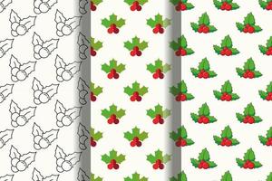 Collection of vibrant seamless vector patterns of mistletoe for web sites and printing