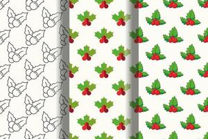 Collection of vibrant seamless vector patterns of mistletoe for web sites and printing