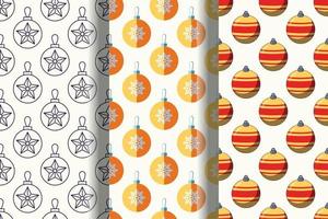 Set of vivid seamless patterns of Christmas bauble for printing and wrapping vector