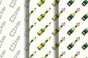Pack of colorful seamless vector patterns of champagne