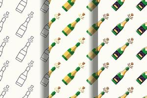 Pack of colorful seamless vector patterns of champagne