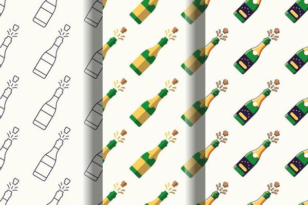 Pack of colorful seamless vector patterns of champagne