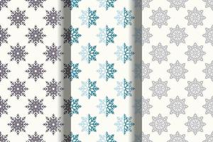 Set of vivid seamless patterns of snow for printing and wrapping vector