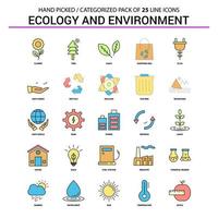 conjunto de iconos de línea plana de ecología y medio ambiente diseño de iconos de concepto de negocio vector