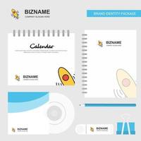 Rocket Logo Calendar Template CD Cover Diary and USB Brand Stationary Package Design Vector Template