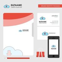 Downloading Business Logo File Cover Visiting Card and Mobile App Design Vector Illustration