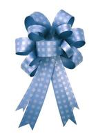 Blue gift ribbon and bow Isolated on white background photo