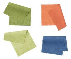 set of color fabric sample isolated on white background photo