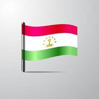 Tajikistan waving Shiny Flag design vector