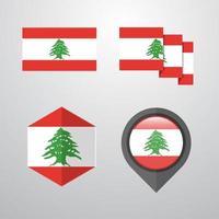 Lebanon flag design set vector