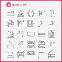 los iconos de la línea de la estación de tren establecidos para infografías kit uxui móvil y el diseño de impresión incluyen la entrada de la estación de tren metro tren ferrocarril conjunto de iconos de señal de ferrocarril vector